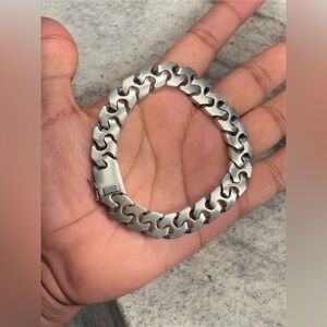 Heavy 925 Sterling Silver Men’s Bracelet | 57g Handmade Matte Finish | 9”